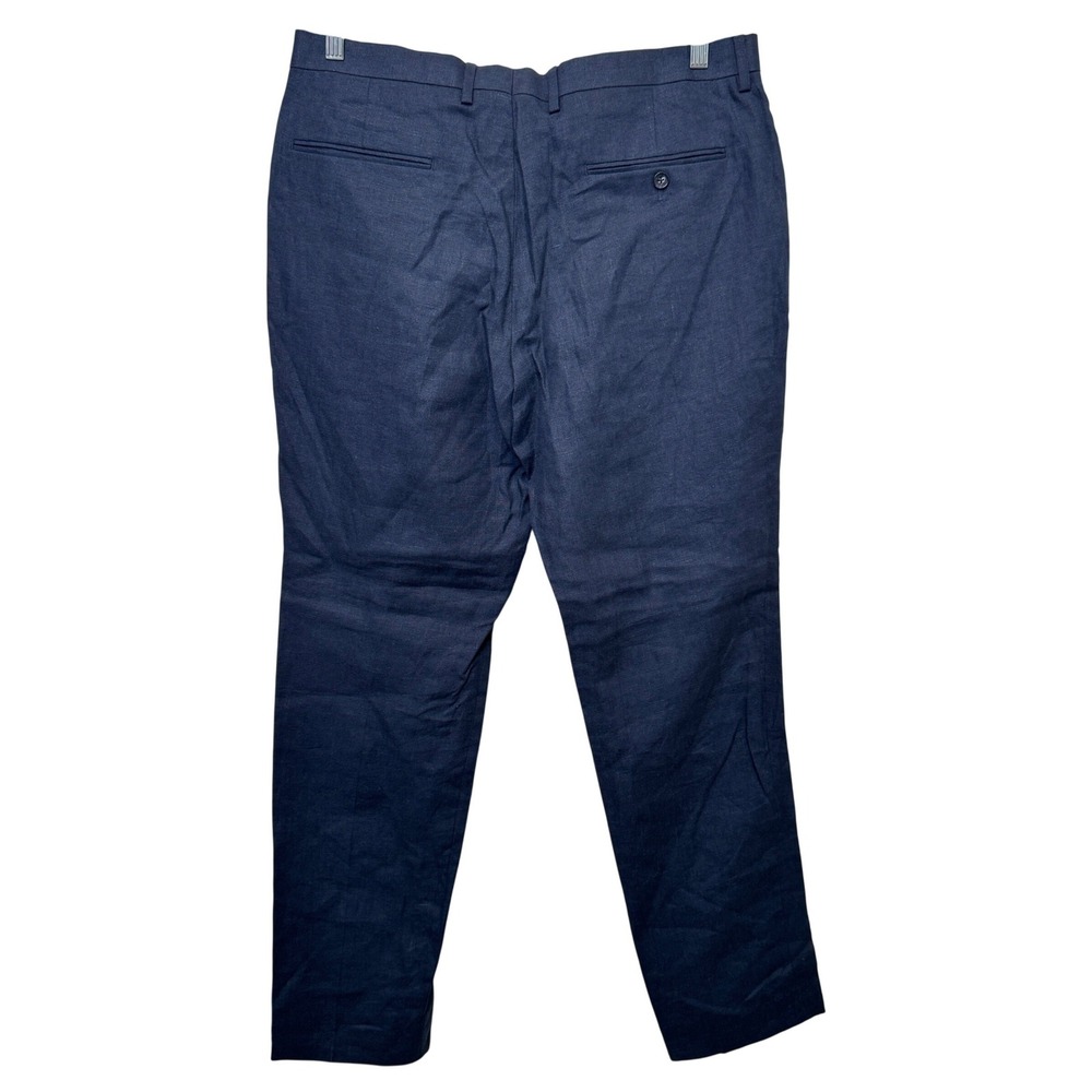 J. Crew Mens Thompson 100% Linen Pants 34x32 Navy Tapered Quiet Luxury Preppy - Picture 2 of 9